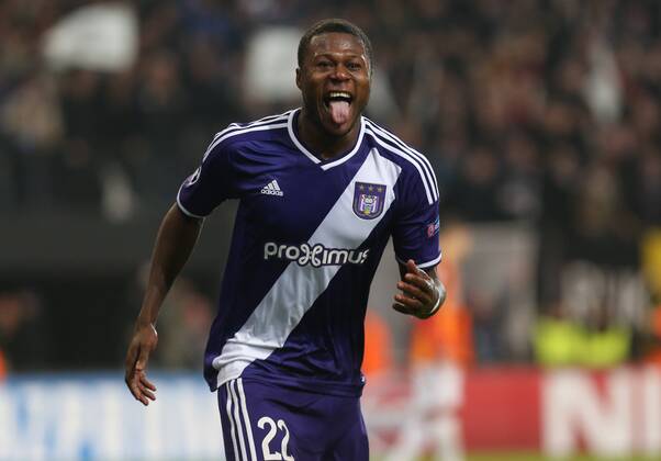 - BRUSSELS, BELGIUM: Anderlecht s Chancel Mbemba celebrates after scoring during a game between Belgian soccer team RSCA Anderlecht and Turkish team Galatasaray, in Brussels, in the Constant Vanden Stock stadium, Wednesday 26 November 2014, on the fifth day of the group stage of the UEFA Champions League competition, in group D. VIRGINIExLEFOUR  x04509632x