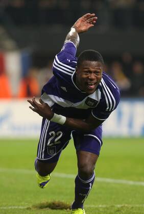 - BRUSSELS, BELGIUM: Anderlecht s Chancel Mbemba celebrates after scoring during a game between Belgian soccer team RSCA Anderlecht and Turkish team Galatasaray, in Brussels, in the Constant Vanden Stock stadium, Wednesday 26 November 2014, on the fifth day of the group stage of the UEFA Champions League competition, in group D. VIRGINIExLEFOUR  x04509637x