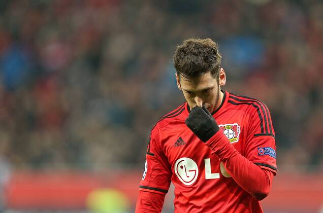 26.11.2014, Fussball Champions League 2014 2015, Vorrunde, 5.Spieltag, Bayer Leverkusen - AS Monaco, in der BayArena Leverkusen. enttäuscht Hakan Calhanoglu (Bayer Leverkusen) 