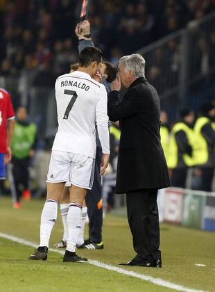 Champions League match between FC Basel and Real Madrid. In this picture, Cristiano Ronaldo and Carlo Ancelotti. xBEATRIZxGUZMANx 