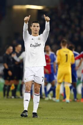 Champions League match between FC Basel and Real Madrid. In this picture, Cristiano Ronaldo celebrates after scoring for Real Madrid. xBEATRIZxGUZMANx 
