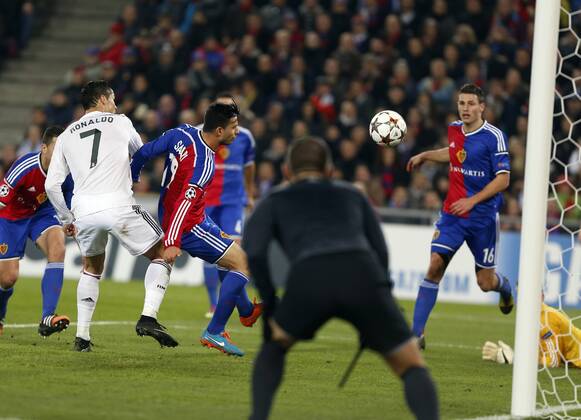 Champions League match between FC Basel and Real Madrid. In this picture, Cristiano Ronaldo scores for Real Madrid 0-1 against Behrang Safari. xBEATRIZxGUZMANx 