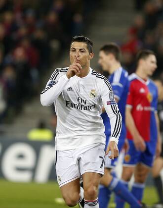 Champions League match between FC Basel and Real Madrid. In this picture, Cristiano Ronaldo celebrates after scoring for Real Madrid. xBEATRIZxGUZMANx 