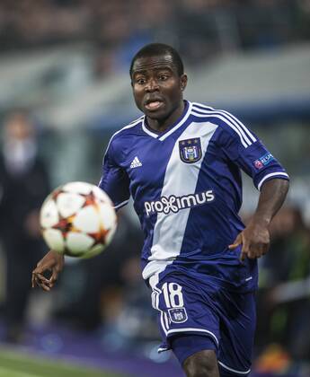 Anderlecht , Belgium November , 26 2014 Football Champions League Qualification Round Group D Constant Vanden Stock Stadium Brussels RSC Anderlecht vs Galatasaray AS On this picture : Frank Acheampong MichelxGouverneur xxGOUVE 