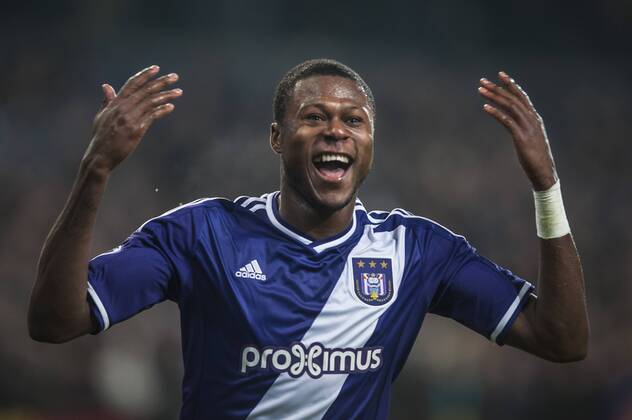 Anderlecht , Belgium November , 26 2014 Football Champions League Qualification Round Group D Constant Vanden Stock Stadium Brussels RSC Anderlecht vs Galatasaray AS On this picture : Chancel Mbemba MichelxGouverneur xxGOUVE 