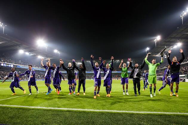 players of RSC Anderlecht celebrate the victory during the Champions League match Champions League 2014 2015 xVIxErwinxSpekxIVx 3304250