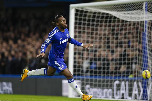 Aktuell FuÃŸball, England, Premier League, FC Chelsea - Tottenham Hotspur 03.12.2014. London, England. Premier League. Chelsea versus Tottenham Hotspur. Chelsea s Didier Drogba celebrates his goal xCraigxMercerx  ActionPlus11580694