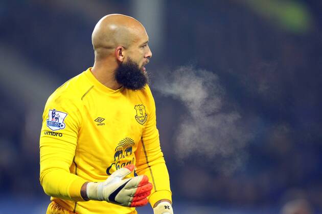 03.12.2014. Liverpool, England. Premier League. Everton versus Hull. Everton goalkeeper Tim Howard breaths heavily xPaulxKeevilx  ActionPlus11580782