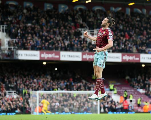 West Ham s Andy Carroll celebrates scoring his sides second goal Barclays Premier League- West Ham United vs Swansea City - Upton Park - England - 7th December 2014 - Picture David Klein Sportimage EDITORIAL USE ONLY. No use with unauthorised audio, video, data, fixture lists, club league logos or live services. Online in-match use limited to 120 images, no video emulation. No use in betting, games or single club league player publications.