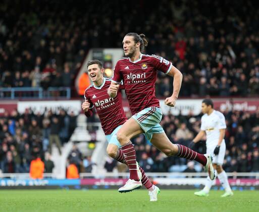West Ham s Andy Carroll celebrates scoring his sides second goal Barclays Premier League- West Ham United vs Swansea City - Upton Park - England - 7th December 2014 - Picture David Klein Sportimage EDITORIAL USE ONLY. No use with unauthorised audio, video, data, fixture lists, club league logos or live services. Online in-match use limited to 120 images, no video emulation. No use in betting, games or single club league player publications.