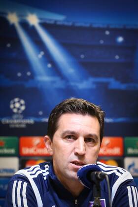 Aktuell Fußball, Champions League, PK RSC Anderlecht - DORTMUND, GERMANY: Anderlecht s head coach Besnik Hasi pictured during a press conference PK Pressekonferenz of Belgian team RSC Anderlecht, in Dortmund Signal Iduna Park stadium, Germany, Monday 08 December 2014. Anderlecht will play Tomorrow against German Borussia Dortmund on the last day of the group stage of the UEFA Champions League competition, in the group D. VIRGINIExLEFOUR  x04517869x