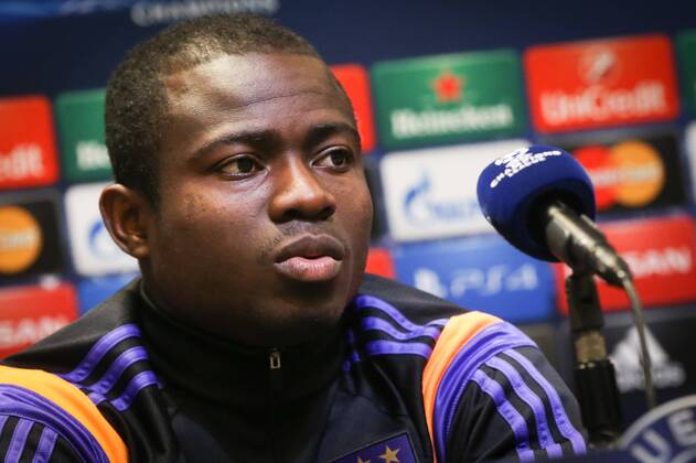 Aktuell Fußball, Champions League, PK RSC Anderlecht - DORTMUND, GERMANY: Anderlecht s Frank Acheampong pictured during a press conference PK Pressekonferenz of Belgian team RSC Anderlecht, in Dortmund Signal Iduna Park stadium, Germany, Monday 08 December 2014. Anderlecht will play Tomorrow against German Borussia Dortmund on the last day of the group stage of the UEFA Champions League competition, in the group D. VIRGINIExLEFOUR  x04517876x