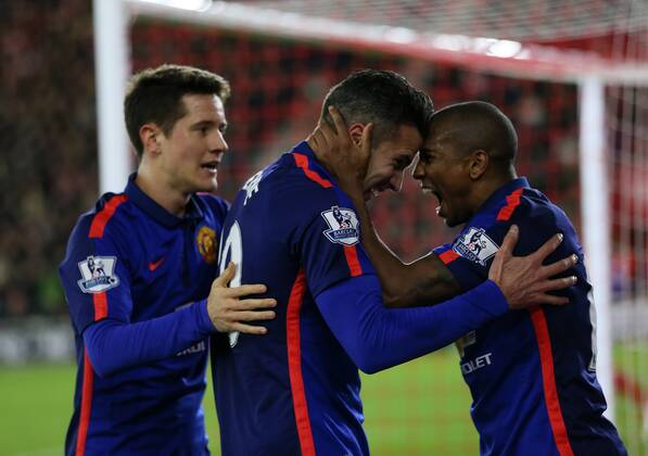 Manchester United ManU s Robin Van Persie celebrates scoring his sides second goal Barclays Premier League- Southampton vs Manchester United - St Mary s Stadium - England - 8th December 2014 - Picture David Klein Sportimage EDITORIAL USE ONLY. No use with unauthorised audio, video, data, fixture lists, club league logos or live services. Online in-match use limited to 120 images, no video emulation. No use in betting, games or single club league player publications.