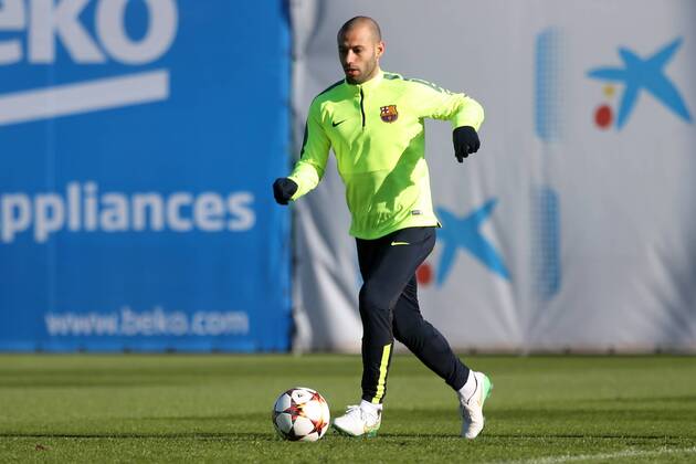 Barcelona, Spain - December -09 BARCELONA SPAIN: Javier Mascherano in the training held in the sports city of FCB, on 09 December 2014. Champions League: FC Barcelona Barca Training Session  - ZUMAn230