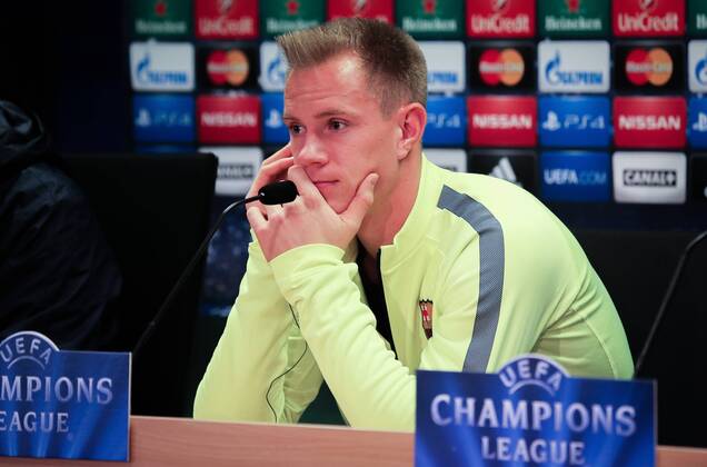 Barcelona, Spain - Marc Andre Ter-Stegen in the press conference PK Pressekonferenz after the training held in the sports city of FCB, on 09 December 2014. -- FC Barcelona Training Session  - ZUMAn230