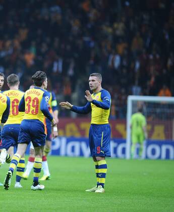 UEFA Champions League Group D match between Galatasaray and Arsenal at Turk Telekom Arena Stadium on December 09, 2014 in Istanbul, Turkey Pictured: Lukas Podolski of Arsenal. 