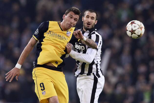 Champions League Juventus Turin - Atletico Madrid Mario Mandzukic-Giorgio Chiellini 