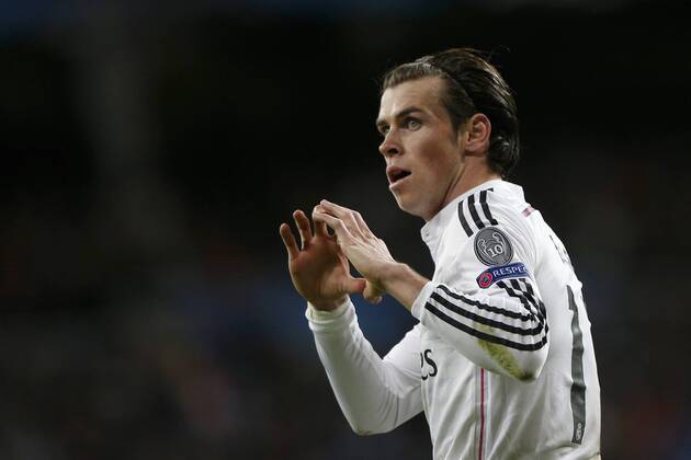 09.12.2014. Madrid, Spain. Gareth Bale Midfielder of Real Madrid celebrates the goal for 2-0 after scoring his team& xb4;s goal. UEFA Champions League group stages. Real Madrid versus Ludogorets Razgrad at Santiago Bernabeu stadium. xEnriquexdexlaxFuentex  ActionPlus11581966