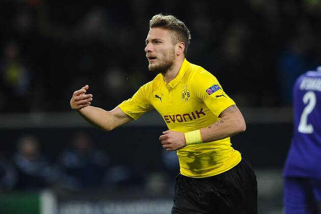 Fußball Champions League Gruppenphase 6.Spieltag Borussia Dortmund - RSC Anderlecht am 09.12.2014 im Signal Iduna Park in Dortmund Torjubel zum 1:0 durch Ciro Immobile ( Dortmund )