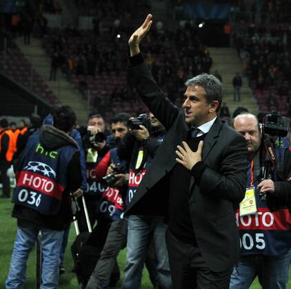 UEFA Champions League Group D match between Galatasaray and Arsenal at Turk Telekom Arena Stadium on December 09, 2014 in Istanbul, Turkey Pictured: Coach Hamza Hamzaoglu of Galatasaray. 