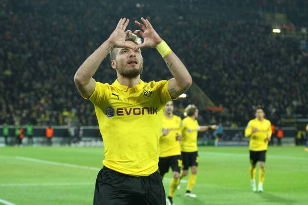 Ciro Immobile (Borussia Dortmund) bejubelt seinen Treffer zum 1:0, Torjubel Jubel, Emotionen Borussia Dortmund vs RSC Anderlecht, Fussball, UEFA Champions League, 09.12.2014 , EP_ANS