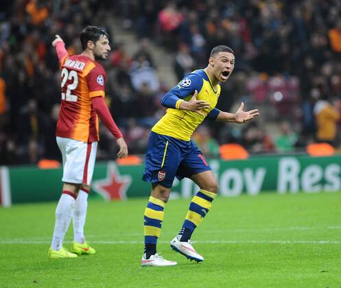 UEFA Champions League Group D match between Galatasaray and Arsenal at Turk Telekom Arena Stadium on December 09, 2014 in Istanbul, Turkey Pictured: Alex Chamberlain of Arsenal. 