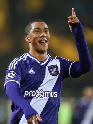 - DORTMUND, GERMANY: Anderlecht s Youri Tielemans celebrates after a soccer game between German team Borussia Dortmund and Belgium s RSC Anderlecht, Tuesday 09 December 2014 in Dortmund, Germany, on the sixth and last day of the group stage of the UEFA Champions League competition, in the group D VIRGINIExLEFOUR  x04518511x