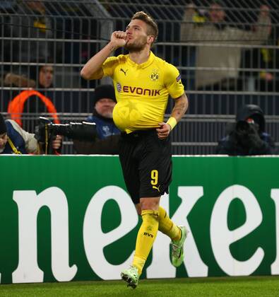 Dienstag 09.12.2014, Saison 2014 2015, UEFA Champions League, 6. Spieltag im Dortmunder Signal Iduna Park, BVB Borussia Dortmund - RSC Anderlecht, Dortmunder Torjubel zum 1:0: Torschütze Ciro Immobile (BVB)