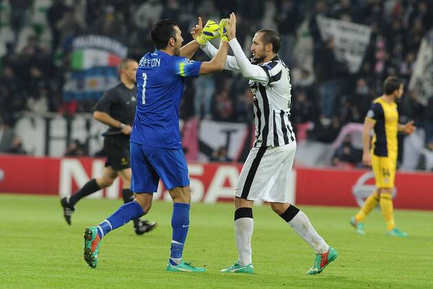 Aktuell Fußball, Champions League, Juventus Turin - Atletico Madrid UEFA Champions League, Juventus Turin - Atletico madrid, Gianluigi Buffon, Giorgio Chiellini xHOCHxZWEIx xItalyxPhotoxPressx 