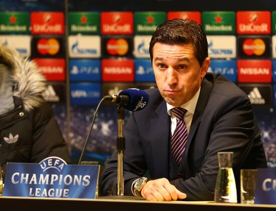 Dienstag 09.12.2014, Saison 2014 2015, UEFA Champions League, 6. Spieltag im Dortmunder Signal Iduna Park, BVB Borussia Dortmund - RSC Anderlecht, Besnik Hasi (Trainer, RSC) auf der anschließenden Pressekonferenz