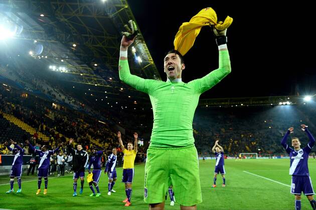 Silvio Proto of RSC Anderlecht - Joie FOOTBALL : Borussia Dortmund vs RSC Anderlecht - Ligue des Champions - 09 12 2014 PhotoNews Panoramic 
