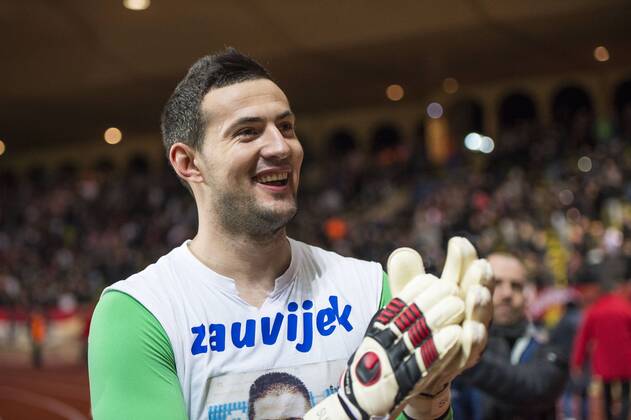 Aktuell Fussball, Champions League, AS Monaco - Zenit St. Petersburg Jubel Danijel Subasic (asm) AS Monaco FC - Zenit St Petersburg - Champions League - 09 12 2014 STEPHANESENAUXx 