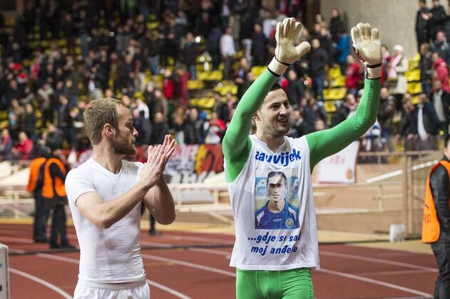Aktuell Fußball, Champions League, AS Monaco - Zenit St. Petersburg Jubel Danijel Subasic (asm) AS Monaco FC - Zenit St Petersburg - Champions League - 09 12 2014 STEPHANESENAUXx 