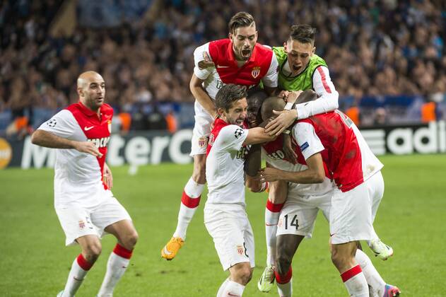 Aktuell Fußball, Champions League, AS Monaco - Zenit St. Petersburg Fabinho (asm) Jubel - Joao Moutinho - Yannick Ferreira Carrasco (asm) AS Monaco FC - Zenit St Petersburg - Champions League - 09 12 2014 STEPHANESENAUXx 