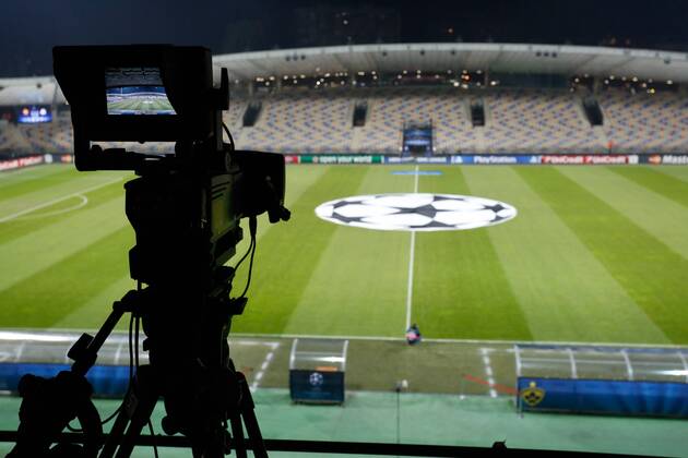 SOCCER - CL, Maribor MARIBOR,SLOVENIA,10.DEC.14 - SOCCER - UEFA Champions League, group stage, NK Maribor . Image shows an overview of the Ljudski Vrt stadium with a tv camera.