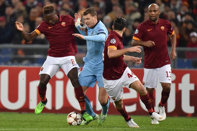 Mapou Yanga-Mbiwa Roma, Edin Dzeko Manchester, Kostas Manolas, Maicon Roma Champions League AS Rom - Manchester City andreaxstaccioli