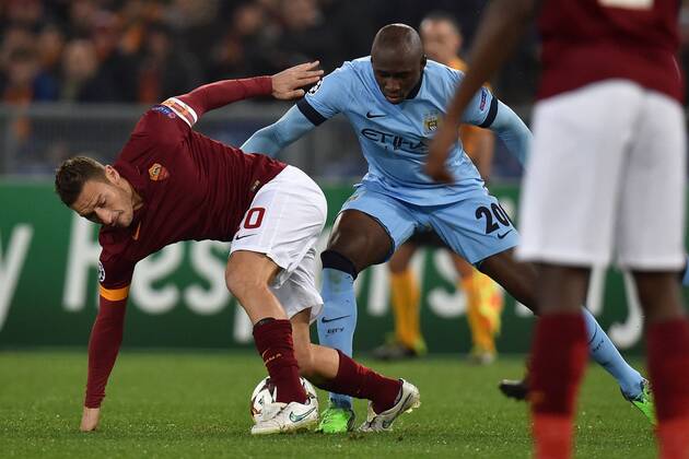 Francesco Totti Roma, Eliaquim Mangala Manchester Champions League AS Rom - Manchester City andreaxstaccioli