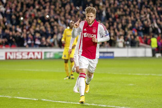 Lasse Schone of Ajax during the UEFA Champions League group F match between Ajax Amsterdam and Apoel Nicosia on December 10, 2014 at the Amsterdam Arena in Amsterdam, The Netherlands. Auax Amsterdam v Apoel Nicosia UEFA Champions League Group F 2014 2015 xVIxxIVx 3345132