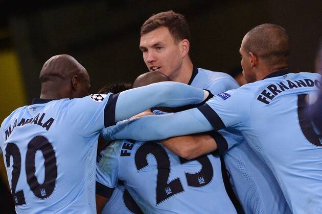Samir Nasri Manchester. Goal celebration. Champions League AS Rom - Manchester City AntoxBalda