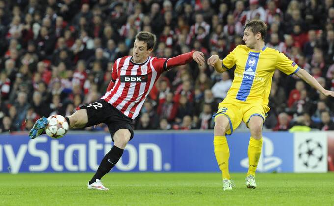 Aktuell Fussball, Champions League, Athletic Bilbao - BATE Baryssau Champions League match between Athletic Bilbao and Bate Borisov. In this picture, Guillermo and Edgar Olekhnovich . xJUANxECHEVERRIAx 
