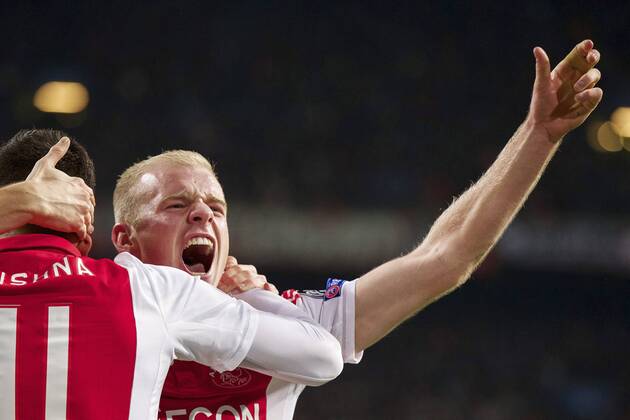 Aktuell Fussball, Champions League, Ajax Amsterdam - APOEL Nikosia (L-R) Ricardo Kishna of Ajax, Davy Klaassen of Ajax during the UEFA Champions League group F match between Ajax Amsterdam and Apoel Nicosia on December 10, 2014 at the Amsterdam Arena in Amsterdam, The Netherlands. Auax Amsterdam v Apoel Nicosia UEFA Champions League Group F 2014 2015 xVIxxIVx 3345792