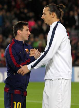 Aktuell Fussball, Champions League, FC Barcelona - Paris St. Germain Lionel Messi - Zlatan Ibrahimovic FOOTBALL : Barcelone vs Paris Saint Germain - Ligue des Champions - 10 12 2014 CarlosMira Panoramic 