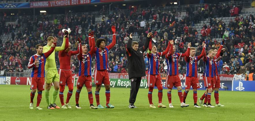 10.12.2014, Fussball Champions League 2014 2015, Vorrunde, 6.Spieltag, FC Bayern München - ZSKA Moskau, in der Allianzarena München. Laloa Schlussjubel der Bayern. 