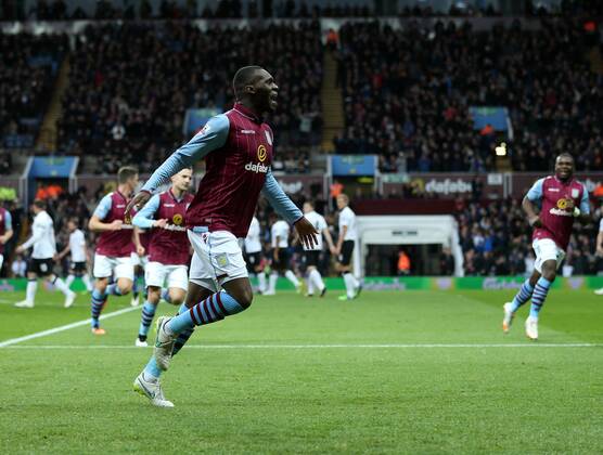 Aston Villa s Christian Benteke celebrates scoring his sides opening goal Barclays Premier League - Aston Villa vs Manchester United ManU - Villa Park - England - 19th December 2014 - Picture DavidKlein Sportimage EDITORIAL USE ONLY. No use with unauthorised audio, video, data, fixture lists, club league logos or live services. Online in-match use limited to 120 images, no video emulation. No use in betting, games or single club league player publications.