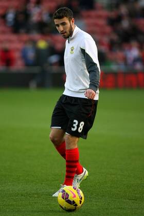 Football - 2014 2015 Premier League - Southampton vs. Everton Southampton s Sam McQueen before kick off at St Mary s Stadium Southampton Colorsport Shaun Boggust