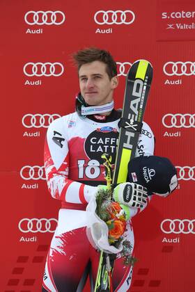 ALPINE SKIING - FIS WC Santa Caterina SANTA CATERINA,ITALY,28.DEC.14 - ALPINE SKIING - FIS World Cup, downhill men, award ceremony. Image shows Matthias Mayer (AUT).