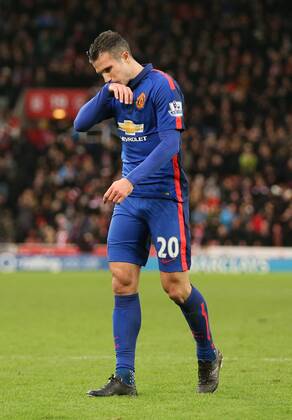 Robin van Persie of Manchester United ManU walks off dejected - Barclays Premier League - Stoke City vs Manchester Utd - Stoke - England - 1st January 2015 - Picture Simon Bellis Sportimage EDITORIAL USE ONLY. No use with unauthorised audio, video, data, fixture lists, club league logos or live services. Online in-match use limited to 120 images, no video emulation. No use in betting, games or single club league player publications.