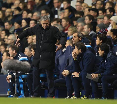 Chelsea s Jose Mourinho looks on dejected Barclays Premier League - Tottenham Hotspur vs Chelsea - White Hart Lane - England - 1st January 2015 - Picture David Klein Sportimage EDITORIAL USE ONLY. No use with unauthorised audio, video, data, fixture lists, club league logos or live services. Online in-match use limited to 120 images, no video emulation. No use in betting, games or single club league player publications.