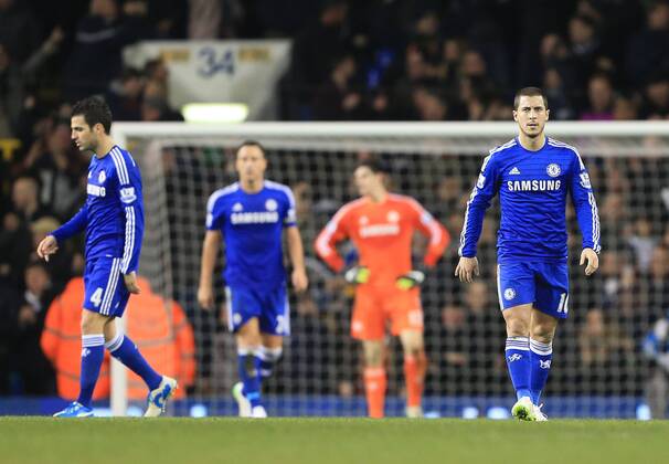 Chelsea s Eden Hazard looks on dejected after going 3-1 down Barclays Premier League - Tottenham Hotspur vs Chelsea - White Hart Lane - England - 1st January 2015 - Picture David Klein Sportimage EDITORIAL USE ONLY. No use with unauthorised audio, video, data, fixture lists, club league logos or live services. Online in-match use limited to 120 images, no video emulation. No use in betting, games or single club league player publications.