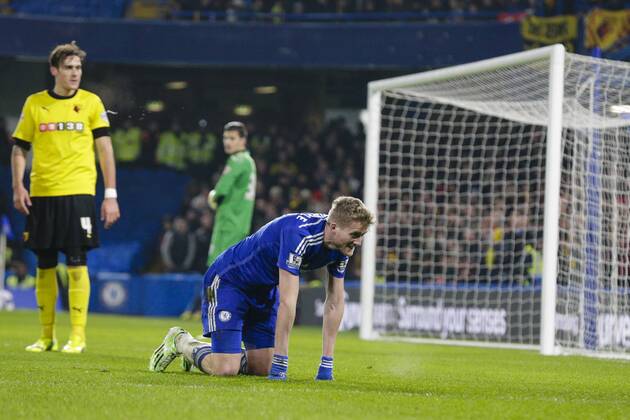 04.01.2015. London, England. FA Cup 3rd Round. Chelsea versus Watford. Chelsea s Andre Schurrle reacts to a missed chance xCraigxMercerx  ActionPlus11586908